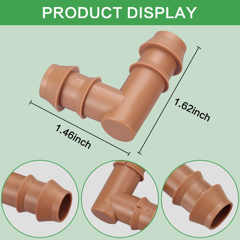 iMopo 21-Pack Drip Irrigation Universal Barbed Elbow Fitting, Barbed Connectors for 1/2" Drip Tubing - Image 2